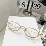 Daiiibabyyy  Crystal Stones Decoration Sunglasses for Men Women Oval Shape Designer Sunglasses Fashion Trendy Outdoor Sun Glass