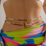 DAIIIBABYYY  -  Bohemian Colored Seed Beads Beaded Waist Chain Vintage Multi layered Belly Chain Charming Sexy Summer Body Jewelry