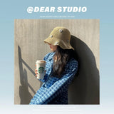 DAIIIBABYYY  -  Sweet and Cute Blue Small Flower Grass Hat for Women's Beach Sunshade Summer Beach Sunscreen Little Fresh Fisherman's Hat