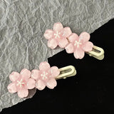 Daiiibabyyy  Jelly Cherry Blossom Hair Clips Pink Blue Flower Hairpins for Girl Romantic Wave Side Bangs Barrettes Kawaii BB Hair Accessories