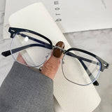 DAIIIBABYYY  -  Metal Myopic Glasses Frames Female Round Face Half-frame Male Eyeglasses Frame Anti Blue Light Glasses Computer Goggles Fashion