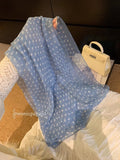 Daiiibabyyy  Ins Bright Yellow Dot Silk Scarf Women's 2025 Spring Summer New High-end Neck Silk Scarf Matching Headband Tied Hair Long Scarf