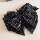 DAIIIBABYYY  -  French retro mesh polka dot bow grab clip  fashionable chiffon half grab autumn and winter hair accessories women's hairpin clip