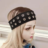 DAIIIBABYYY  -  Punk Style Girl Hollowed Out Eyelets Wide Elastic Headband Demo Punk Grunge Stretchy Headbands Casual Hair Accessory