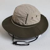 Daiiibabyyy  Japanese Drawstring Sunshade Fisherman Hat, Men's And Women's Big head Outdoor Mountaineering And Fishing Summer Hat