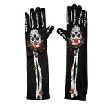 Daiiibabyyy  Ghost Face 3D Skeleton Design Halloween Gloves Convex Long Skeleton Gloves Unisex Design Ghost Festival Gloves Festival Costume