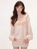 Daiiibabyyy  Sexy Two Piece Sets Women's Clothing Skew Collar Solid Pleated Bodycon Mini Dress + Y2k Glitter Vest Korean Autumn Suit