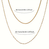 Daiiibabyyy  New Double Layer Necklace Women's Simple Fashion Petal Chain Necklace Design Jewelry Gift Women's Necklace Set for Daily Jewelry