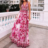 DAIIIBABYYY  -  Summer New Women's Fashion Sexy Printed Neck Medium And Long Dress