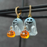 Daiiibabyyy  Cute Fashion Charming Halloween & Pumpkin Hoop Earrings Cute Resin Jewelry for Women Perfect for Parties & Gifts