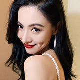 Daiiibabyyy  French Elegant Temperament Imitation Pearl Drop Shaped Long Earrings Party Premium Accessories for Womens Fashion Luxury Jewelry