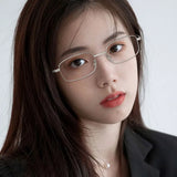 Daiiibabyyy New Fashion Vintage Anti Blue Light Glasses Women Men Metal Small Rectangular Square Frame Clear Lens Computer Eyeglasses