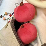 Daiiibabyyy  Plush Plush Keychain Fruit Pattern Simple Design Plush Fruit Pendant Neutral Color Plush Pinch Pendant Hanging Decoration
