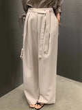 DAIIIBABYYY  -  Strap Design Pleated Casual Pants Women Summer New Niche Versatile Hanging High Waisted Straight Leg Trousers