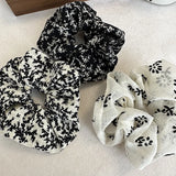 DAIIIBABYYY  -  Wholesale French Retro Black And White Floral Elastic Scrunchie Simple Fashion Fabrics Hair Rope Hair Accessories