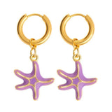 Daiiibabyyy  Personality Jewelry Accessories Enamel Fish Earrings Lip Alloy Charms Ear Buckle Dripping Oil Starfish Hoop Earrings Girls