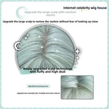 Daiiibabyyy  Natural Looking Long Hair Wig Mint Green Full Head Cover Style Hair Extension Realistic Simulation for Daily Use Women