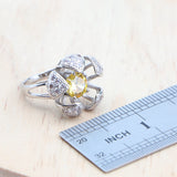 Daiiibabyyy Silver 925 Bridal Jewelry Sets For Women Earrings Rings Bracelets Pendant Wedding Necklace Set Yellow Cubic Zirconia Jewellery