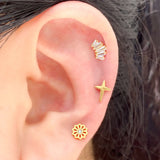 DAIIIBABYYY  -  1Piece Flower Moon Snake CZ Nose Hoop Butterfly Leaf Daith Conch Helix Stud Earrings Internal Thread Piercing Surgical Steel 16G