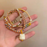 DAIIIBABYYY  -  Chinese Style Lion Hand Woven Bracelets Comfortable Colorful Rope Stackable Wrist Chain Elegant Braide Bangle Adjustable Jewelry