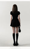Daiiibabyyy High Quality Dress A-line Short Sleeved Shirt Skirt Commuting College Style Elegant Sexy Lace Decoration Retro Dress Vestido Y2k
