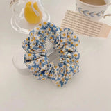 DAIIIBABYYY  -  2024 Girls Floral New Double Strand High Elastic Hair Bands Korean Purple Plaid Scrunchies Hair Ropes Flower Ponytail Holder