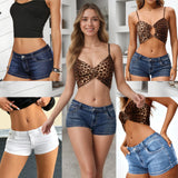 Daiiibabyyy  Summer Clothes Y2K Women Shorts Casual Mini Cotton Denim Shorts High Waist Light Wash Five Pocket Jean Shorts White Slim Fit