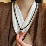 DAIIIBABYYY  -  National Style Color Beads Butterflies Necklace Female Temperament Thin Rope Collarbone Chain Adjustable Chain Jewelry