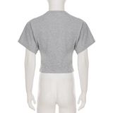 Daiiibabyyy  American Classic O Neck T Shirt Women Spring Summer Casual Slim Pullover Top Short Sleeved Street Fashion White Cropped Tee