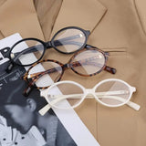 DAIIIBABYYY  -  Korean Retro Oval Frame Anti-Blue Light Glasses Women Men Ins Trendy Leopard Print Plain Glasses Girl Y2k Accessories Eyeglasses