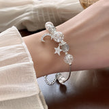 Daiiibabyyy  Crystal Bracelet with Inlaid Rhinestone Stars and Moon for Women and Men New Fashion Sparkle Dainty Jewelry Girl Gift