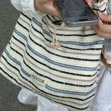 Daiiibabyyy  Contrast Color Striped Simple Grunge Shoulder Bags Sweet Y2k Aesthetic Casual Handbags All Match Chic Women Fashion Underarm Bag