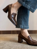 Daiiibabyyy  Autumn Women's High Heel Shoes New Fashion Shallow Square Toe Chunky Heel Slip on Shoes for Women Dress Students Mary Jane Shoes