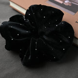 DAIIIBABYYY  -  Fashion Winter Headwear Black Velet curled edge Scrunchies for Hair Lady Elegant Hair Ties Elastic Hair  Bands Hair Accessories