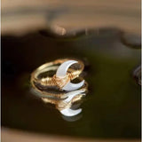 Daiiibabyyy  1pc Bohemian Style Moon Shaped Adjustable Ring Vintage Celestial Jewelry for Daily Wear & Party Occasions