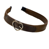 Daiiibabyyy  Fashion Coffee Brown Leather Buckle Hairband Hair Accessories Head Band for Women Spring Autumn Warm PU Leather Heart Headbands