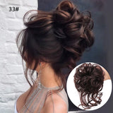 Daiiibabyyy  Synthetic Hair Bun Chignon Messy Curly Hair Band Elastic Scrunchy False Hair Pieces For Women Hairpins Black Brown