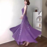 DAIIIBABYYY  -  High-End Feel Reversible Sequins Tank Dress Beach Vacation Pleated Large Wrap Skirt Princess Birthday Banquet Evening Dress