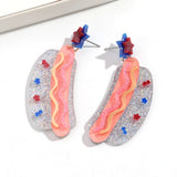 Daiiibabyyy  Funny Glitter Acrylic Hamburger Hot Dog Long Dangle Earrings Cute Bread Star Drop Earring Creative Jewelry Gifts