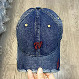 DAIIIBABYYY  -  Unisex Retro Washed Denim Baseball Cap – Broken Eaves Embroidery Outdoor Hip-Hop Style for Men & Women Caps for Men's Cap
