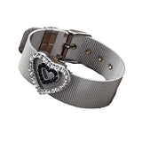 DAIIIBABYYY  -  Small Niche Design Sweet Cool Strap Style Bracelet Spicy Girl Heart Water Diamond Design High-End Luxury Adjustable Bracelet