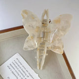 Daiiibabyyy  Vintage Acetate Butterfly Hair Claw for Women Fashion Large Marble Texture Butterfly Shark Crab Hair Clip Hair Accessories