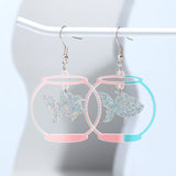 Daiiibabyyy  Cute Glitter Acrylic Fish Tank Dangle Earrings for Women Colorful Marine Animals Drop Earring Summer Beach Jewelry Accessory