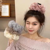 Daiiibabyyy  Y2k Accessories South Korean Mermaid Bubble Mesh Yarn Head String Ladies Advanced Sense Sweet Lovely Solid ColorHair Band