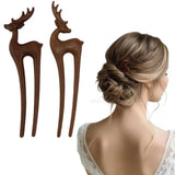 Daiiibabyyy  Elegant Wood Wooden Hair Stick Vintage Style Handmade Craft Hanfu Hairpin Cat Flower Rabbit Deer Chinese Style Hairpin Women