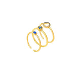 Daiiibabyyy  3pcs Set Personality Fashion Blue Geometric Crystal Rings for Women Vintage Luxury Stainless Steel Finger Jewelry