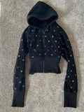 Daiiibabyyy  American Retro Spicy Girl Vintage Early Taste Dopamine Star Full Print Spring Autumn Hooded Long Sleeved Short Jacket