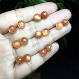 DAIIIBABYYY  ?-  Natural Golden Sunstone Round Beads Jewelry Charms Earrings For Women Man Healing Crystal Energy Christmas Gift 1pair