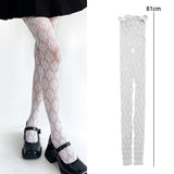 Daiiibabyyy  Lace Sakura Fishnets Net Stockings Y2K Lolita Sexy Mesh Hollow Out Tights Flower Ultra Thin Bottomed Underwear Women's Pantyhose