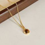Daiiibabyyy  Maillard Brown Natural Stone Pendant Necklace for Women Oval Opal Gold Color Charm Sweater Chain Chokers French Elegance Jewelry